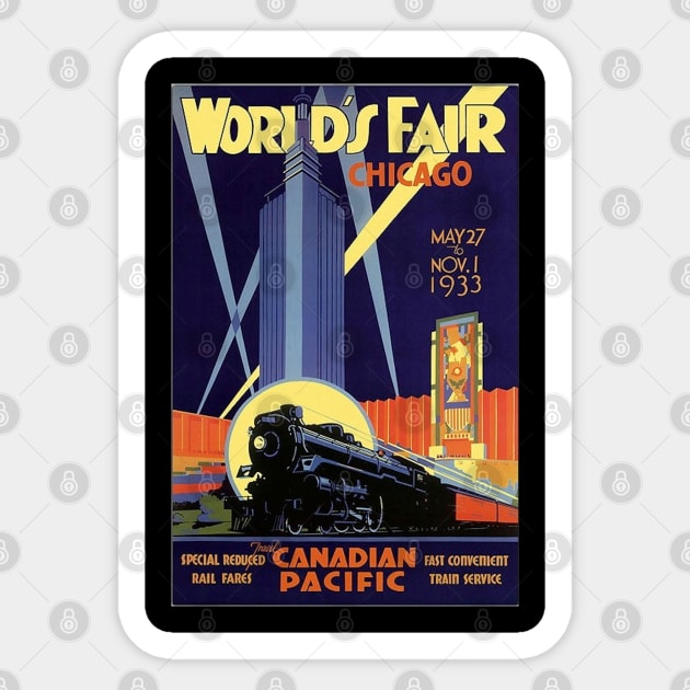 Norman Fraser 1933 -  Canadian Pacific Railway Worlds Fair - Vintage Travel Sticker by Culturio